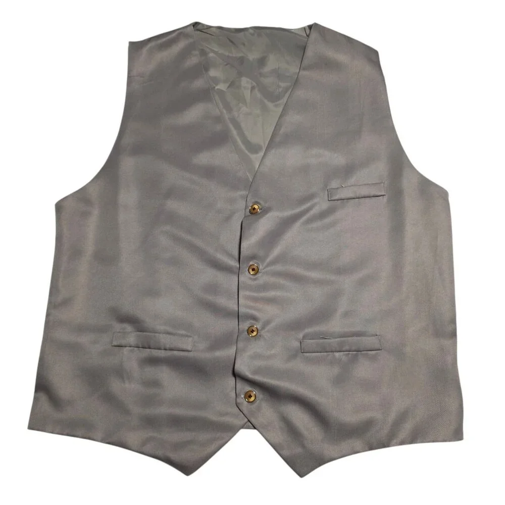Suit Vest Waistcoat Gray Formal Wedding Prom Groomsman Unbranded Large NEW‎